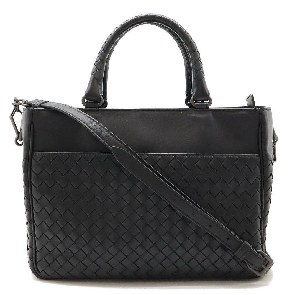 BOTTEGA VENETA Intrecciato 2way Shoulder Bag Leather Black